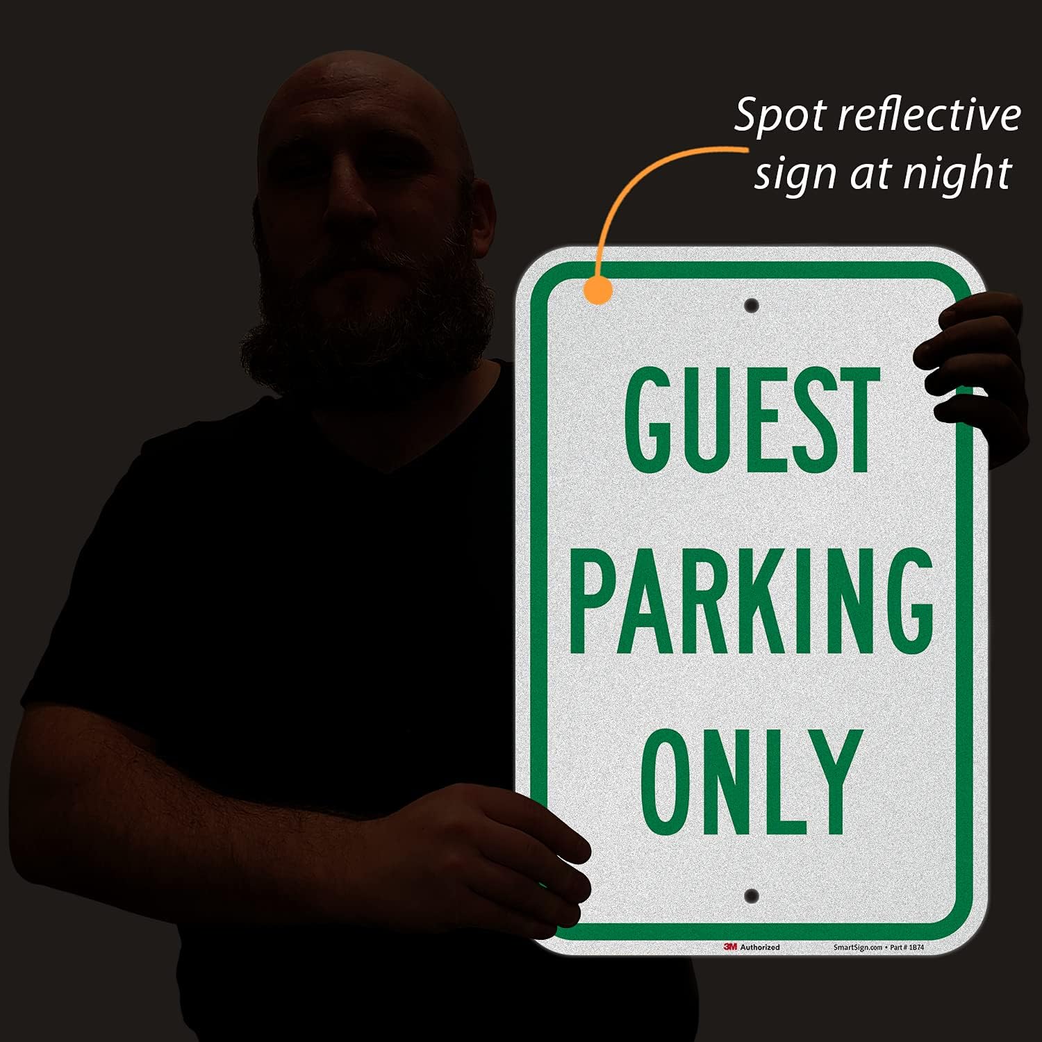SmartSign Letrero de “Guest Parking Only”  12 x 18 pulgadas, aluminio reflectante de grado de ingeniero 3M
