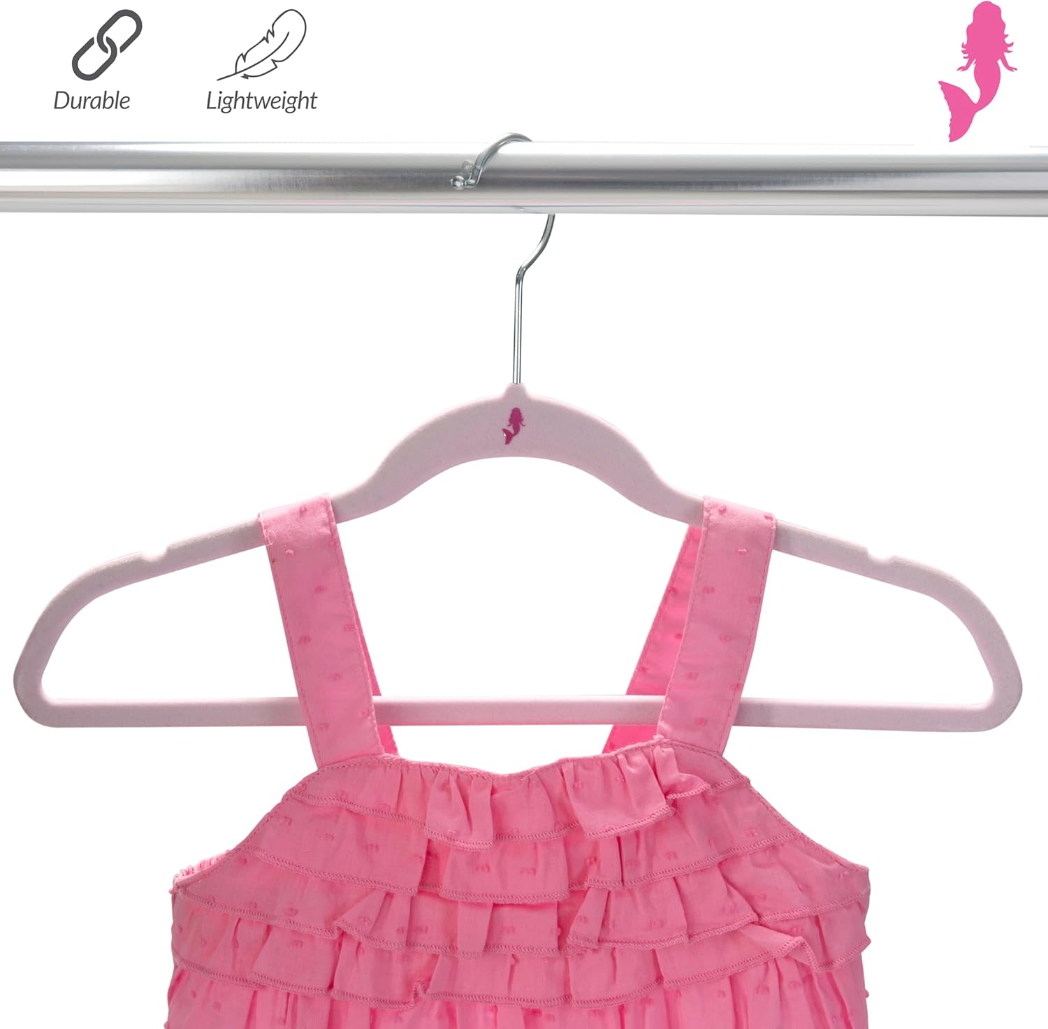 Simplify Paquete de 25 perchas de terciopelo para niños, delgadas, diseño antideslizante, ahorro de espacio, ropa para niños, camisas, pantalones,