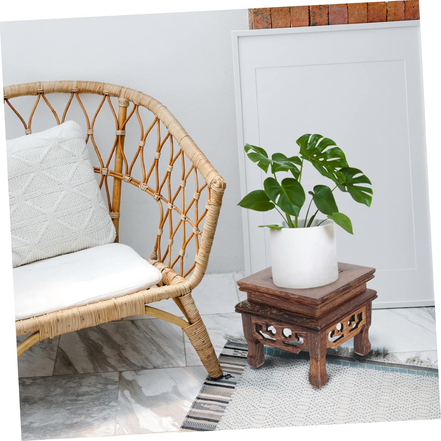 YARNOW 2 piezas con base de wengué para maceta, soporte para maceta, elevador, estante de exhibición, soporte para macetas de jardín, macetas para