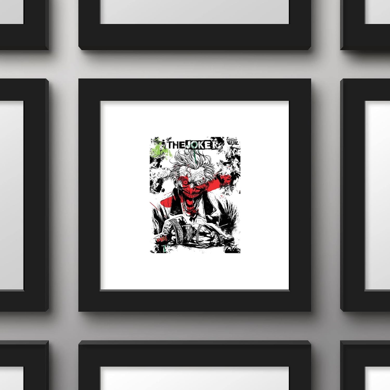 Trends International Gallery Pops DC Comics – Arte de pared de collage de Joker, versión enmarcada negra, 12 x 12 pulgadas