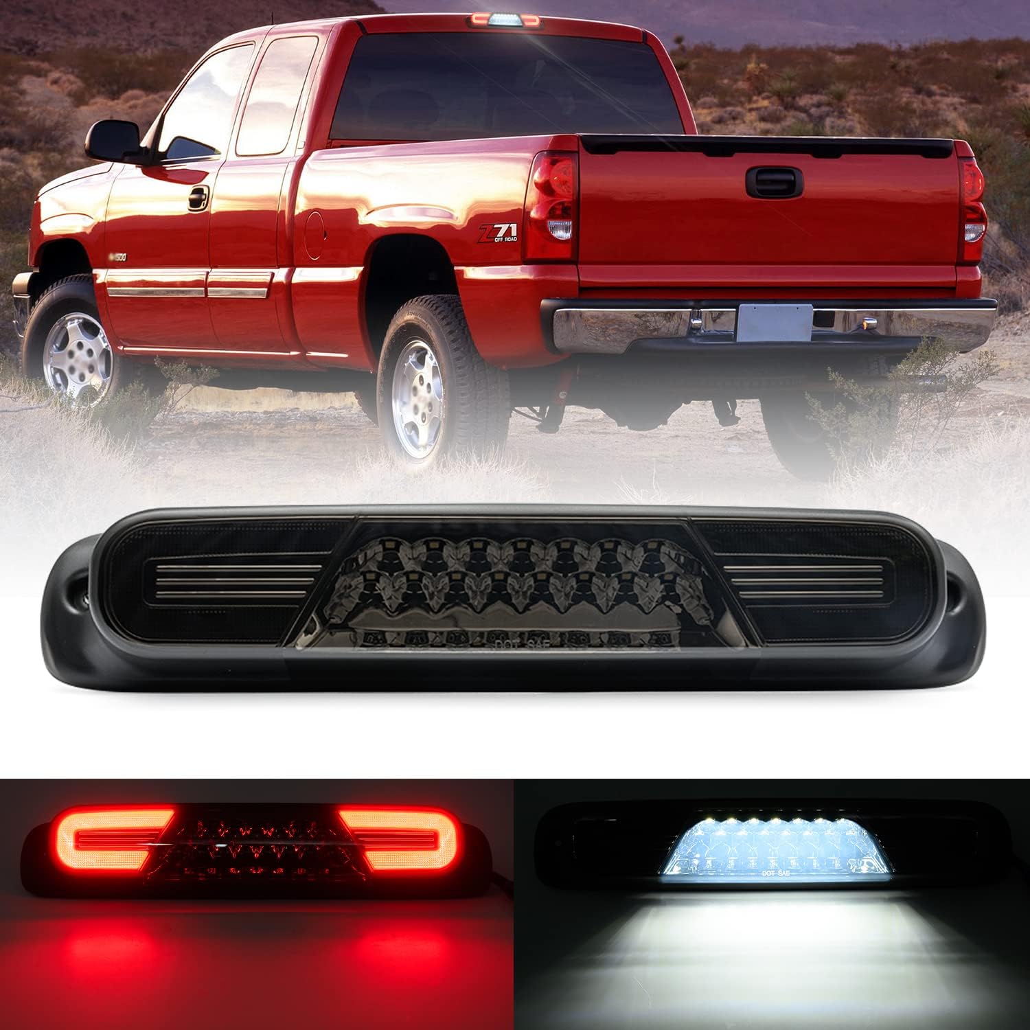 Tercera luz de freno LED de repuesto para Chevy Silverado GMC Sierra 1500 2500 1999-2006 Pickup Trucks Red LED 3rd Brake Center Lámpara de parada de