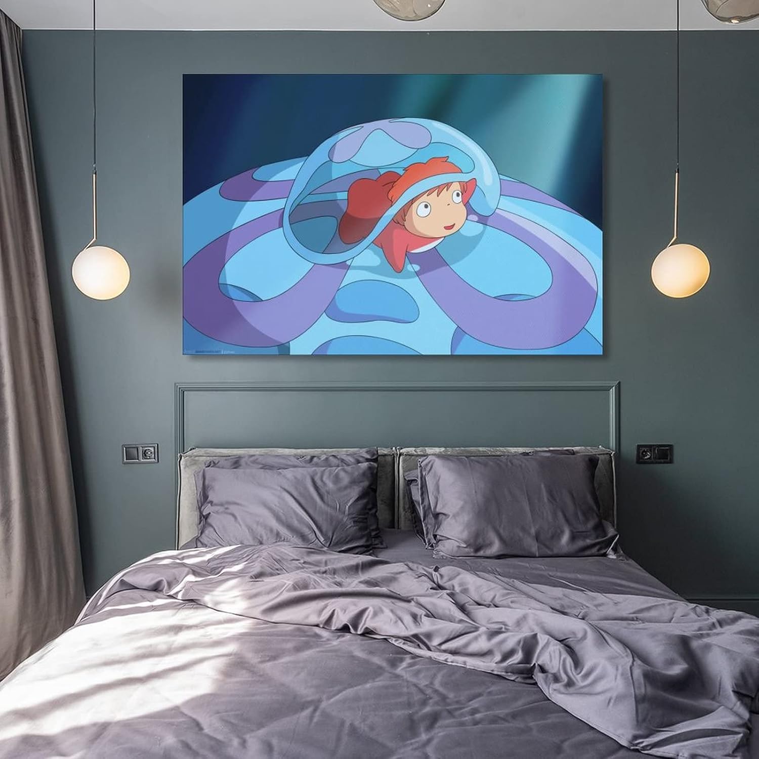 Ponyo on The Cliff – Pósteres estéticos kawaii de películas de anime, decoración de dormitorio infantil (2) pinturas artísticas en lienzo,