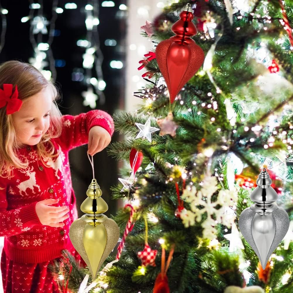 2 adornos de bolas de Navidad grandes de 9 pulgadas, adornos inastillables para decoración de árbol de Navidad, adornos dorados de Navidad, esferas