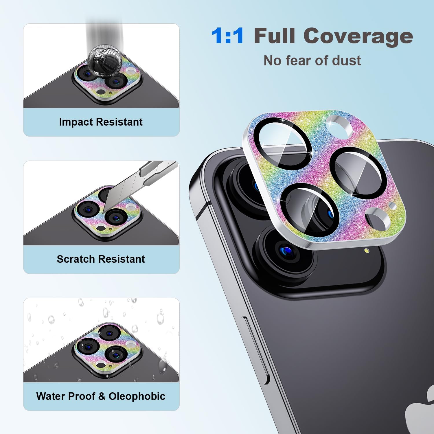 Mansoorr Protector de lente de cámara para iPhone 15 ProiPhone 15 Pro Max, protección contra caídas y cobertura completa Protector de pantalla de