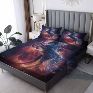 J9-&-69 – Juego de sábanas de tamaño Queen, diseño de cielo estrellado, sábanas y fundas de almohada, 4 piezas, sábana bajera ajustable de J9-&-69 – Juego de sábanas de tamaño Queen, diseño de cielo estrellado, sábanas y fundas de almohada, 4 piezas, sábana bajera ajustable de