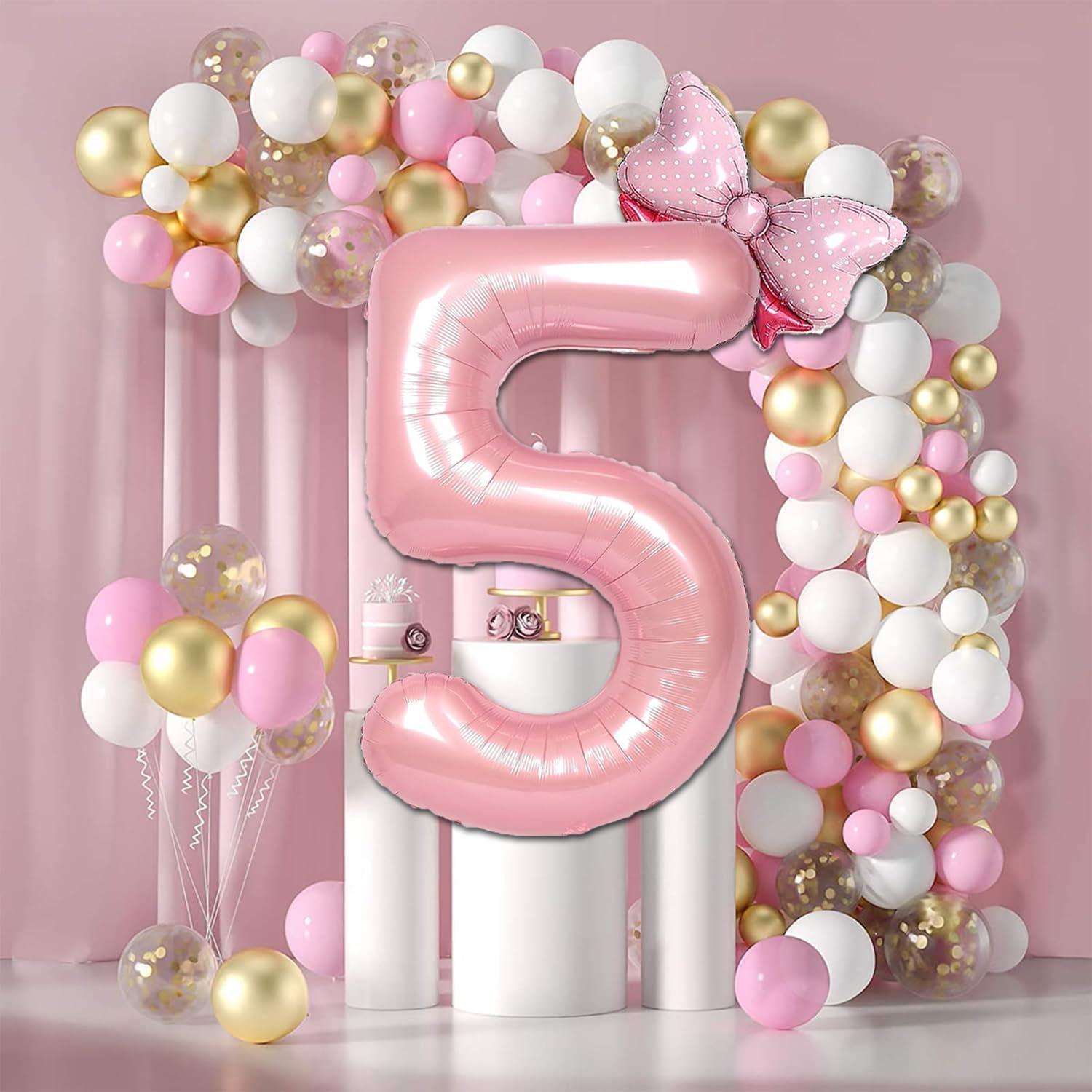 Globo rosa del número 8 de 40 pulgadas, globos rosados con el número 8 decorados, decoraciones de cumpleaños número 8 para niños, suministros de