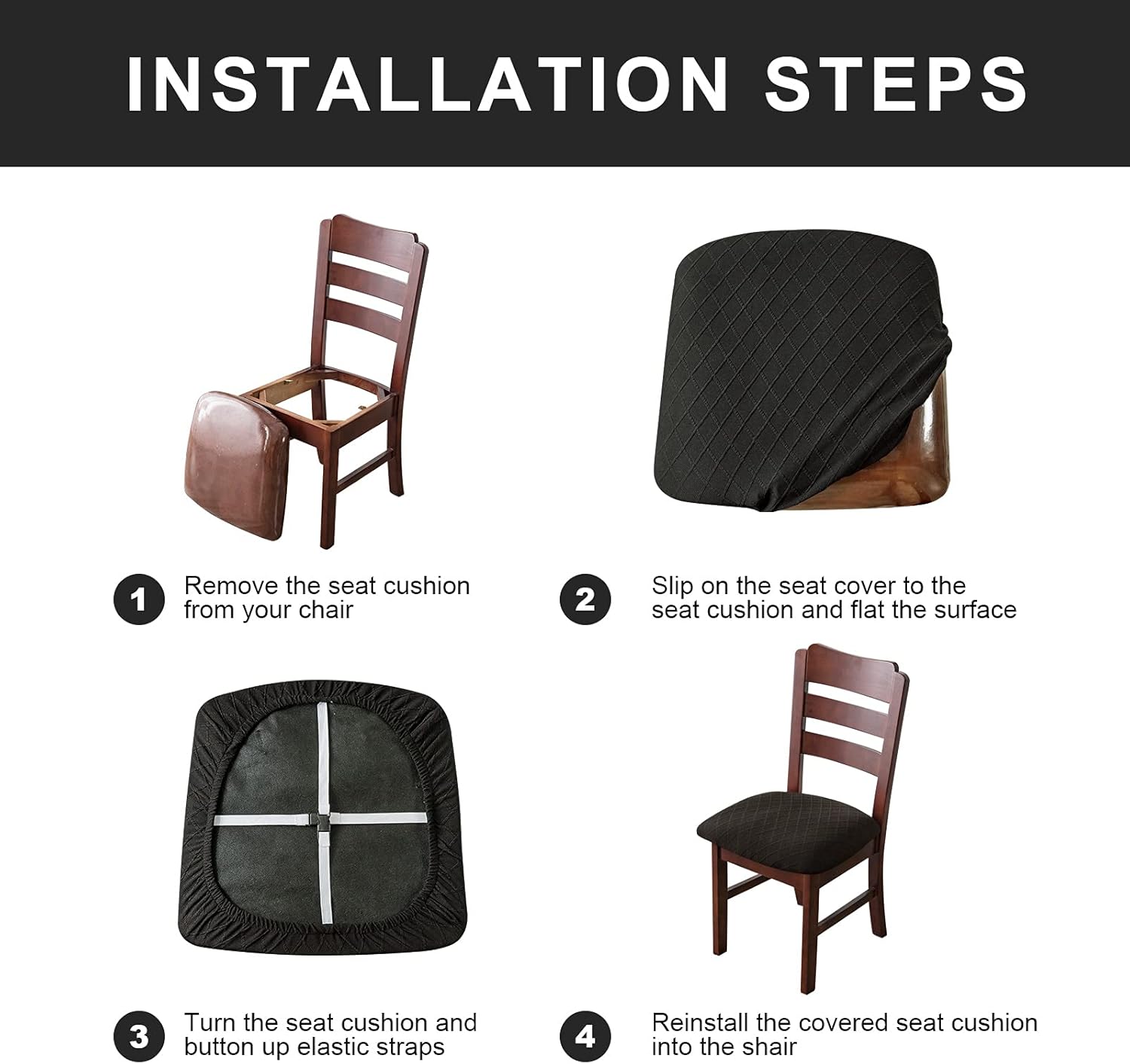Genina Fundas de asiento impermeables para sillas de comedor, fundas para sillas de comedor, fundas para sillas de cocina (chocolate, 6 piezas)