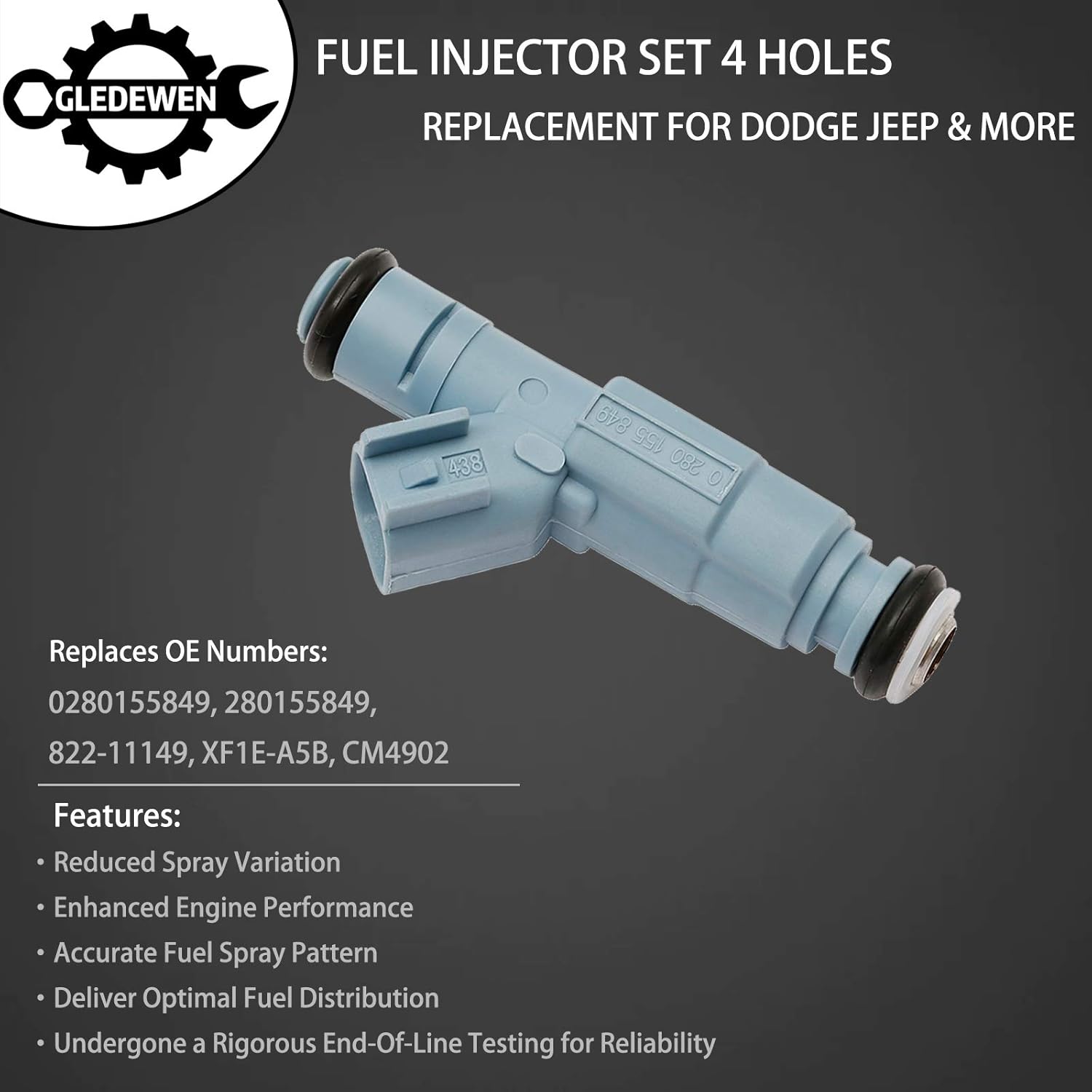 Inyector de combustible, 4 agujeros, 8 piezas  Reemplazo para Dodge Dakota Durango Ram 1500 Jeep Grand Cherokee Commander 4.7L V8 2001-2007