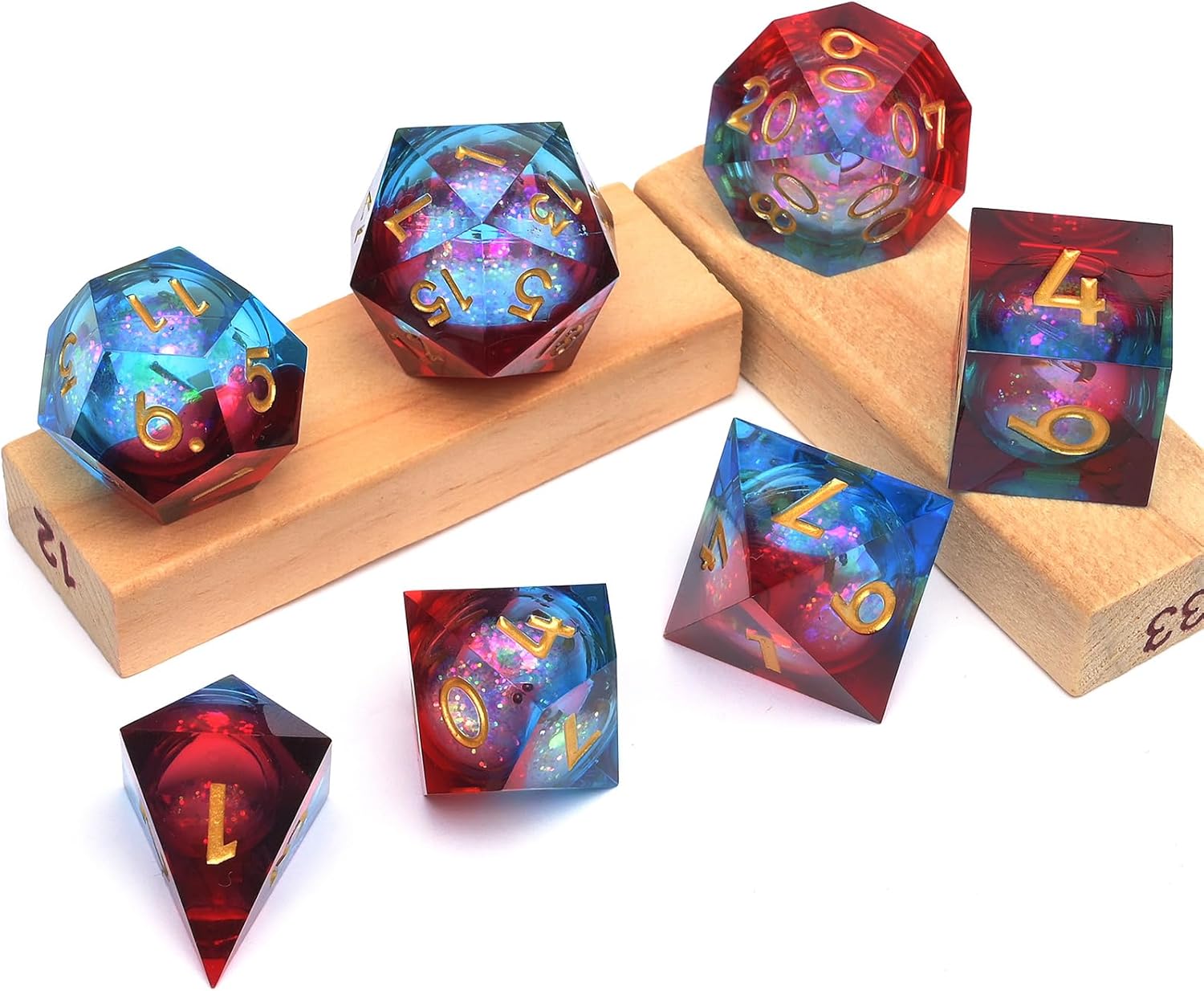 Dungeons and Dragons – Juego de dados de núcleo líquido D&D, juego de dados de resina poliédrica DND, utilizado para juegos de rol, juego de dados