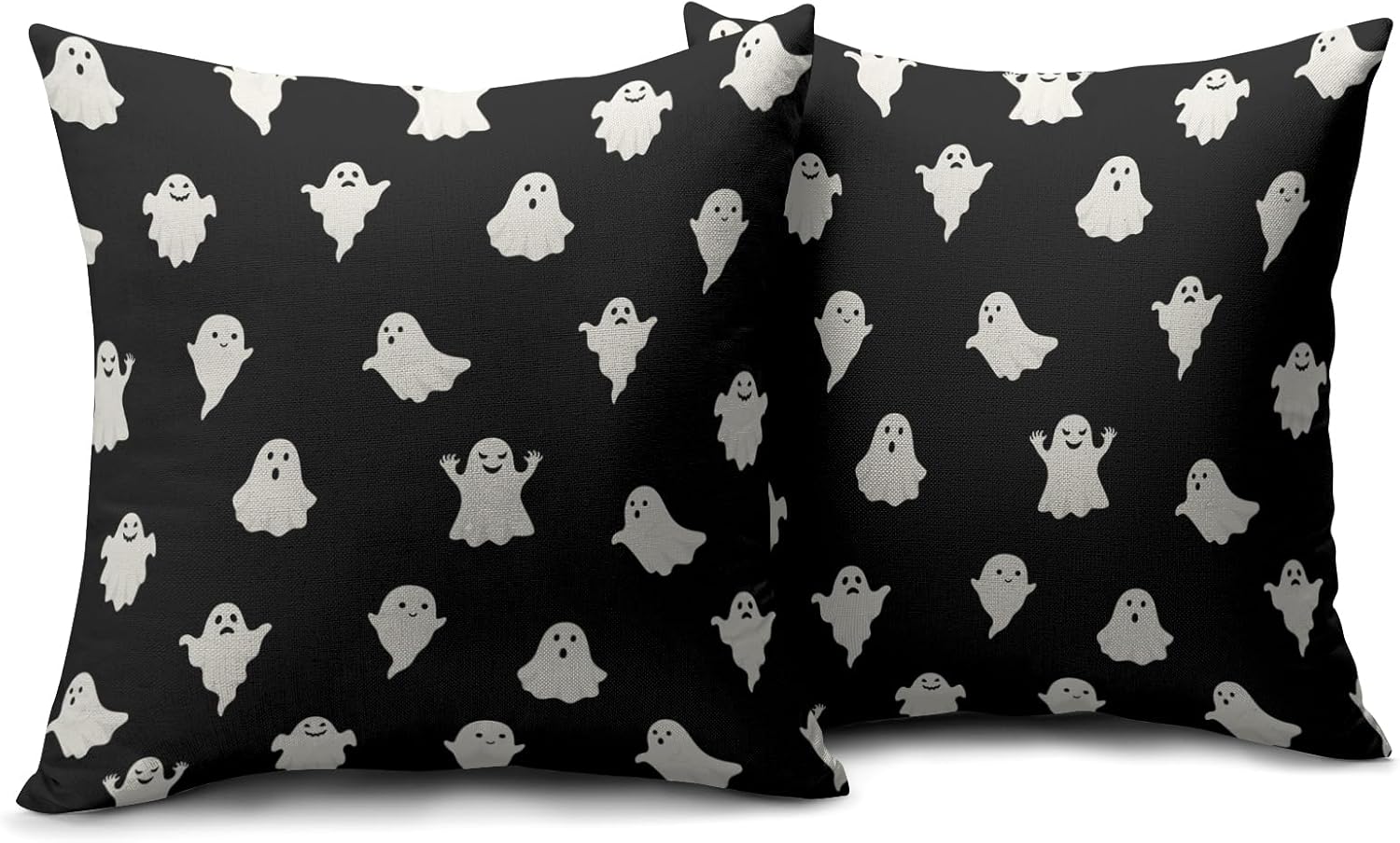 Juego de 2 fundas de almohada de fantasma de Halloween de 18 x 18 pulgadas, con temática espeluznante y aterradora para exteriores, decoración de