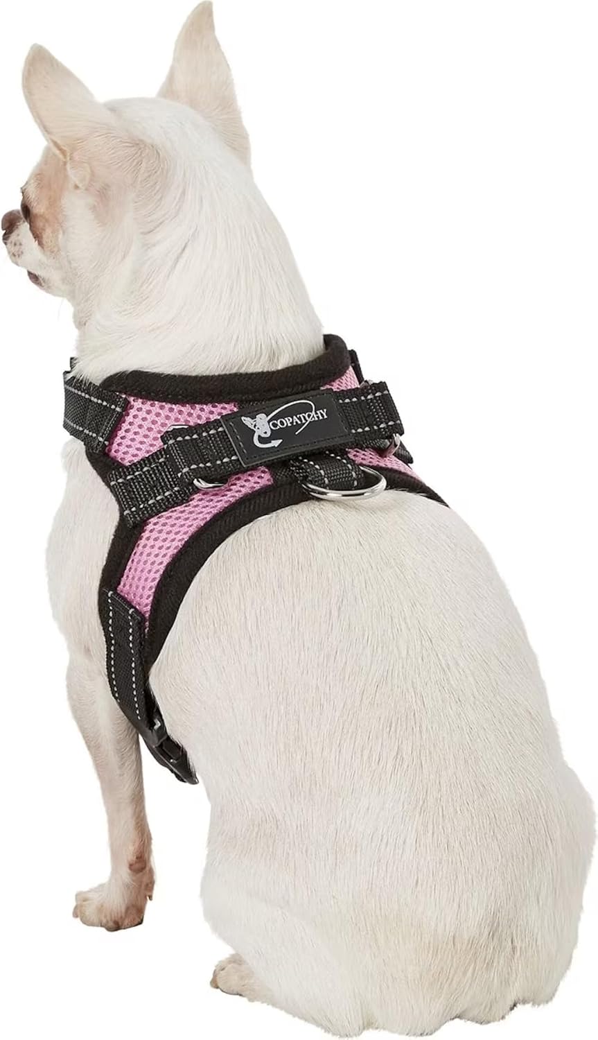 Copatchy – Arnés ajustable reflectante para perro con asa evita tirones, XS, Rosado
