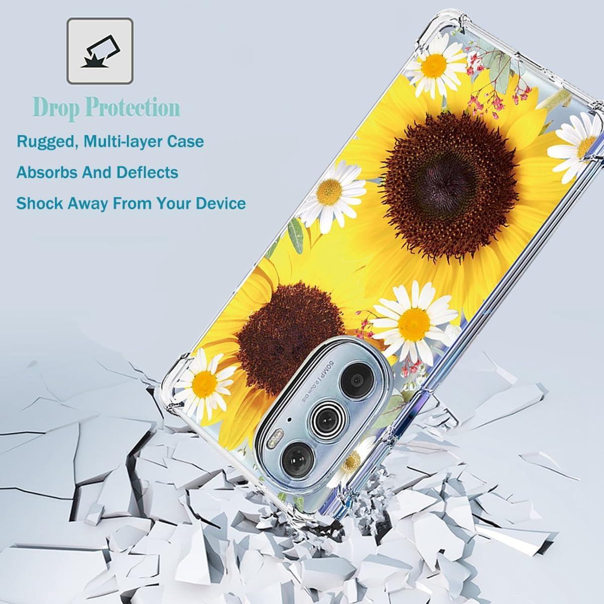 Funda de teléfono para Moto G Stylus 5G 2022, Motorola G Stylus 5G 2022 XT2215DL, delgada, a prueba de golpes, transparente, patrón floral, funda