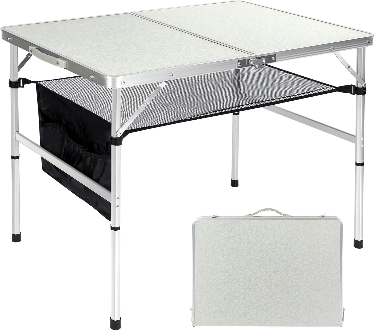 RedSwing Mesa plegable de 3 pies de altura ajustable, ligera y portátil, patas hexagonales de aluminio, mesa de campamento con capa de malla, 36 x