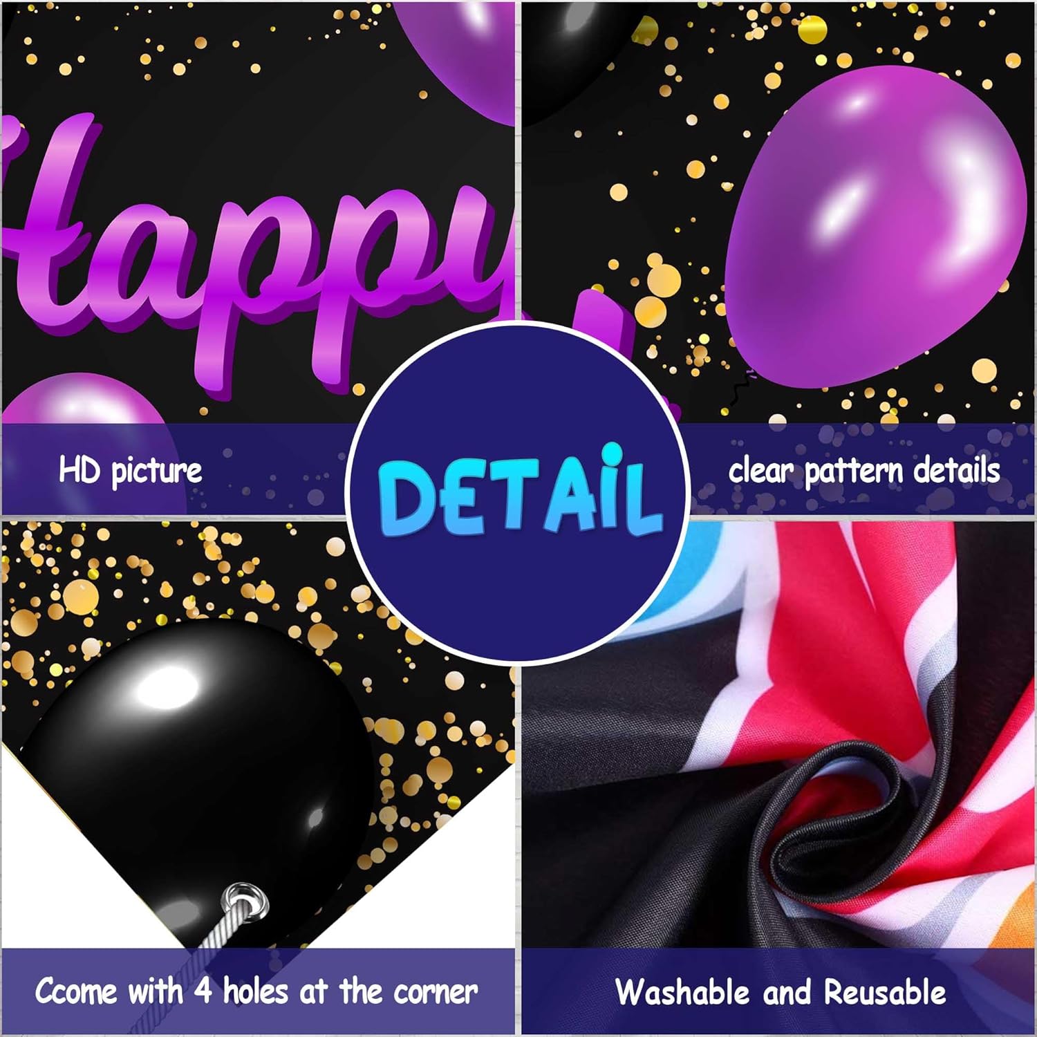 Cartel de feliz cumpleaños 85 morado y negro, decoración temática de globos de confeti para mujeres de 85 años, suministros de fiesta de cumpleaños,