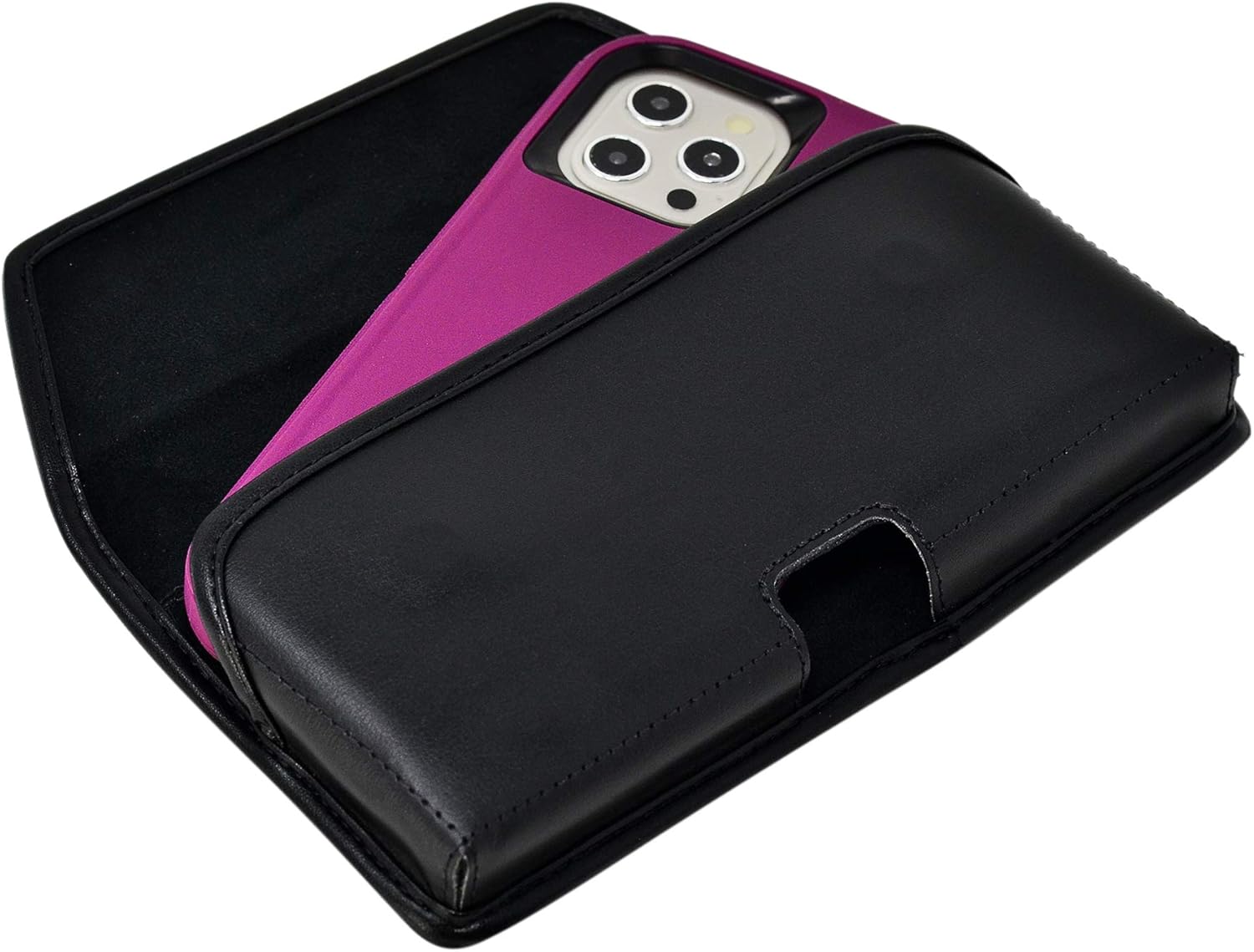 Turtleback Funda para cinturón diseñada para iPhone 12 Pro Max 5G (2020) se adapta con OB Defender o fundas voluminosas, funda de cuero negro con