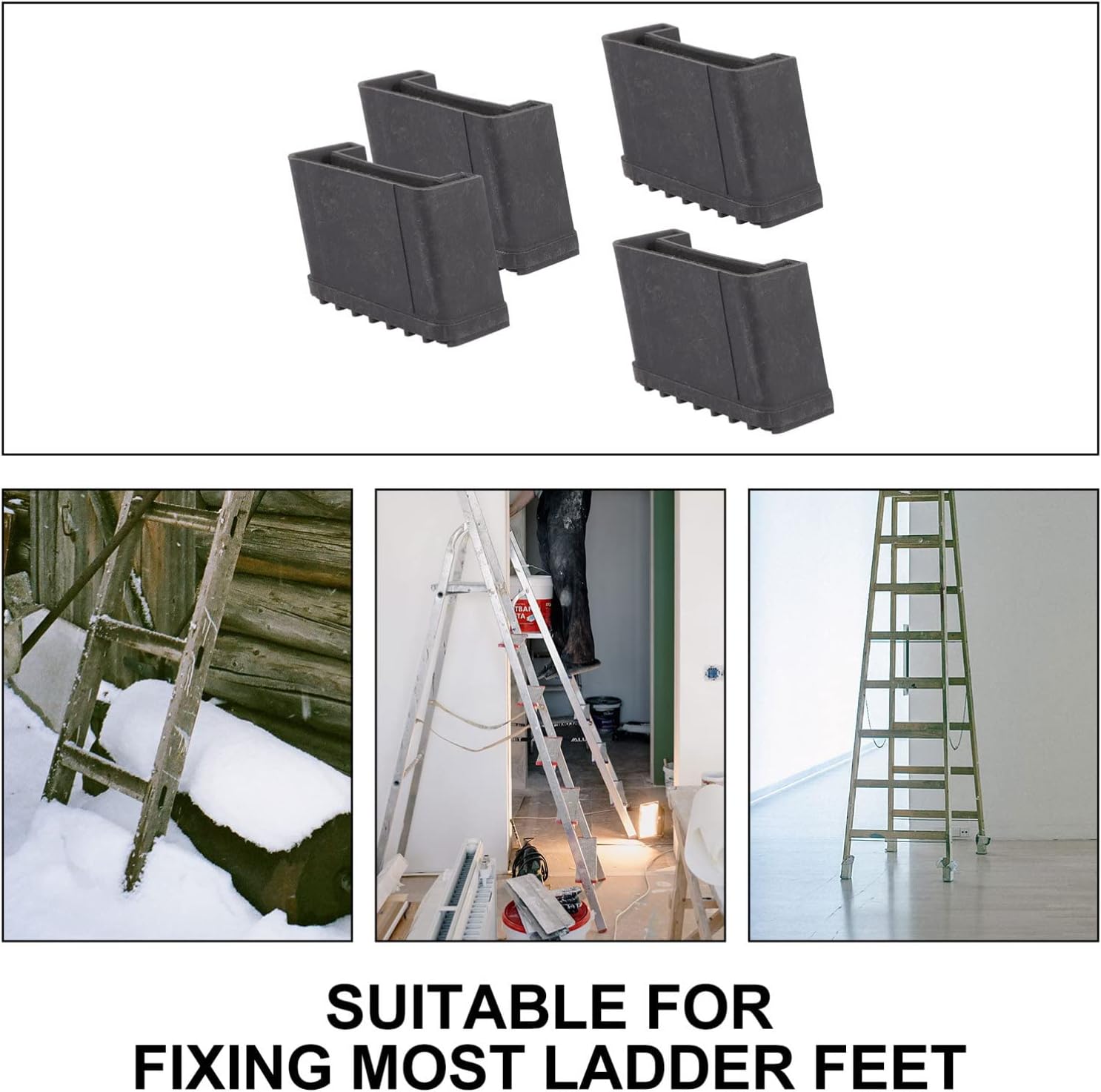 DOITOOL Accesorios de escritorio, nivelador de escalera, 4 piezas, tapas de patas de escalera negras, almohadillas de goma no de repuesto,