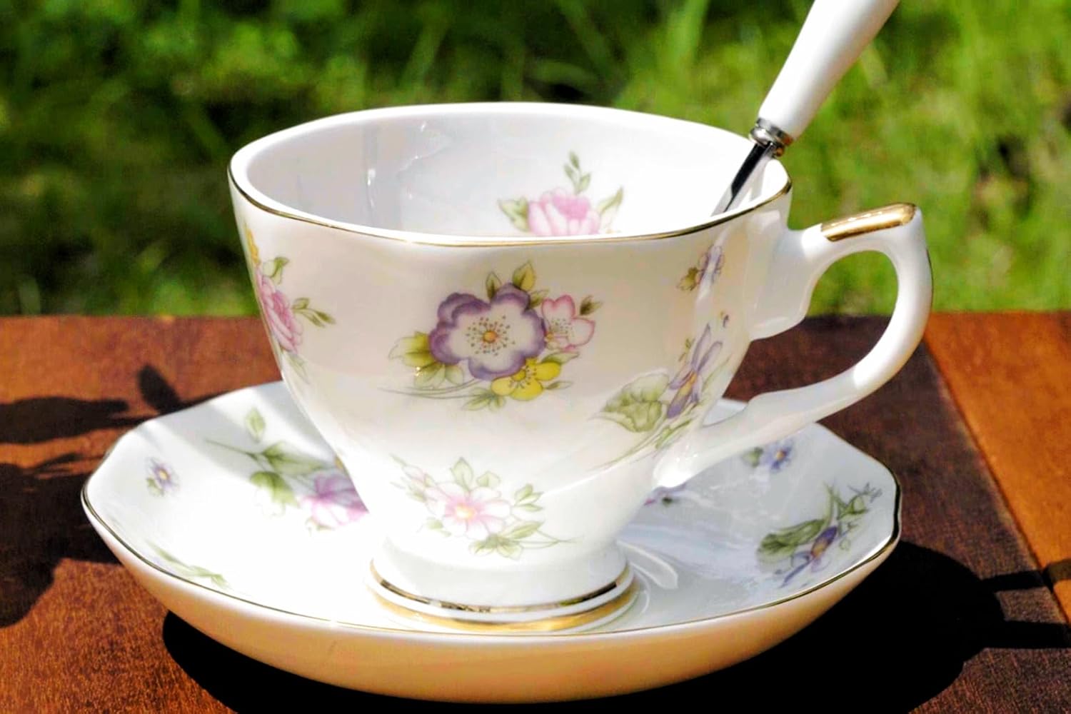 Taza de café de porcelana británica con platillo y cuchara para tazas americanas con platillo, juego de tazas y platillos de porcelana, juego de 3