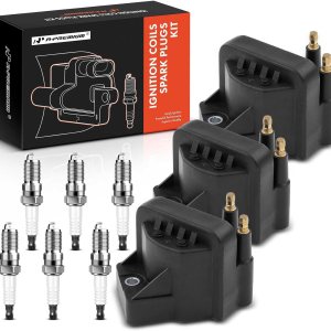 A-Premium Paquete de 3 bobinas de encendido (negro) y 6 bujías de iridio compatibles con Chevrolet Malibu Impala Venture Buick LaCrosse Cadillac A-Premium Paquete de 3 bobinas de encendido (negro) y 6 bujías de iridio compatibles con Chevrolet Malibu Impala Venture Buick LaCrosse Cadillac