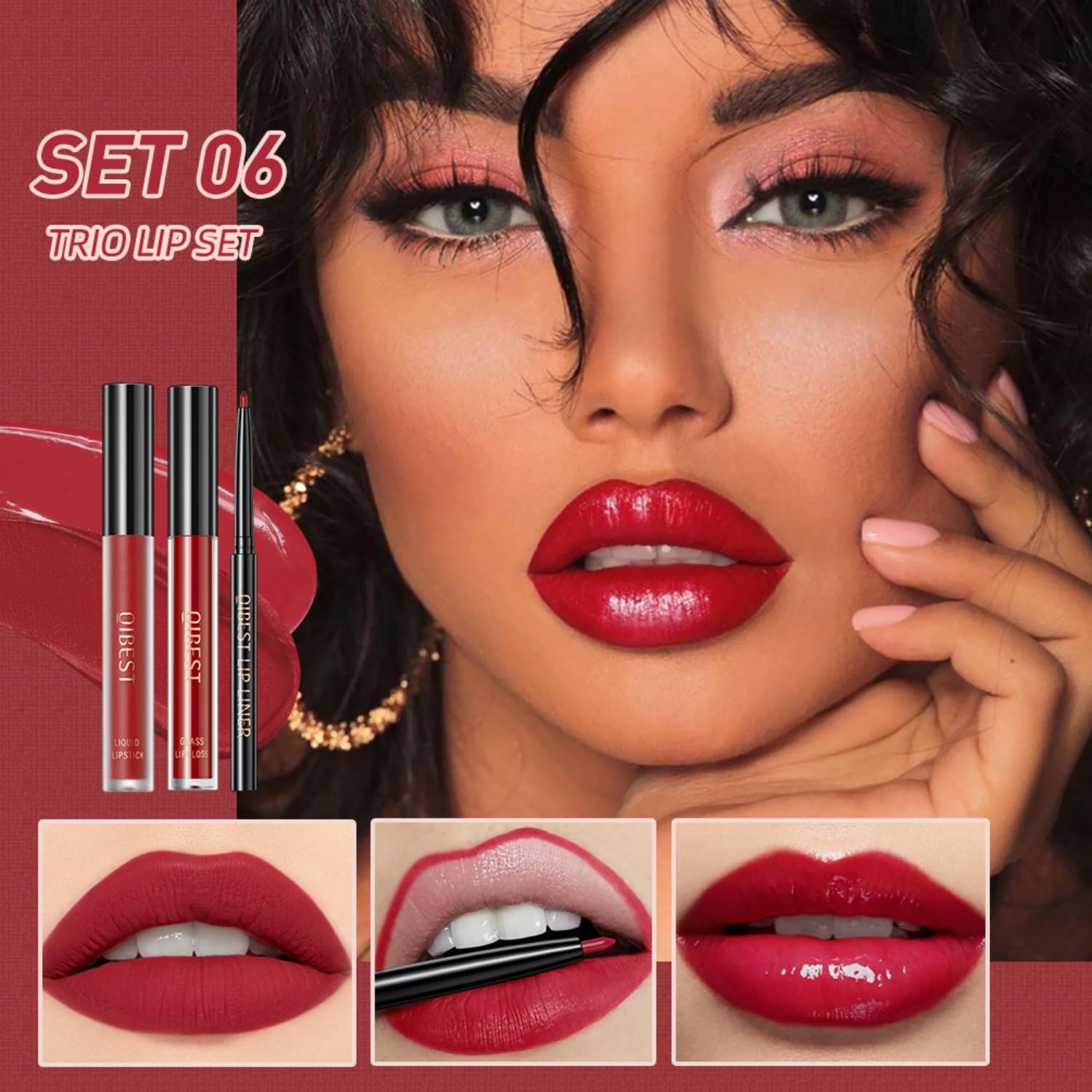 MAEPEOR Kit de labios todo en uno, 3 en 1, delineador de labios suave y lápiz labial con lápiz labial líquido de terciopelo mate, brillo labial