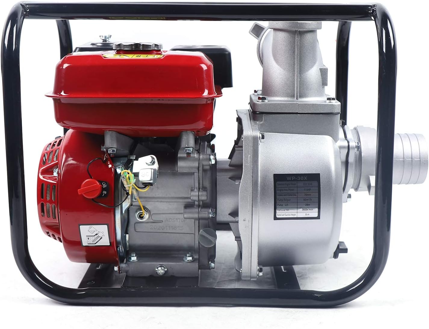 Bomba de agua de gas, bomba de agua de gas semi-basura comercial de 3 pulgadas, 7.5 HP, entrada y salida de 3000 W, 60 MH, bomba de riego de jardín