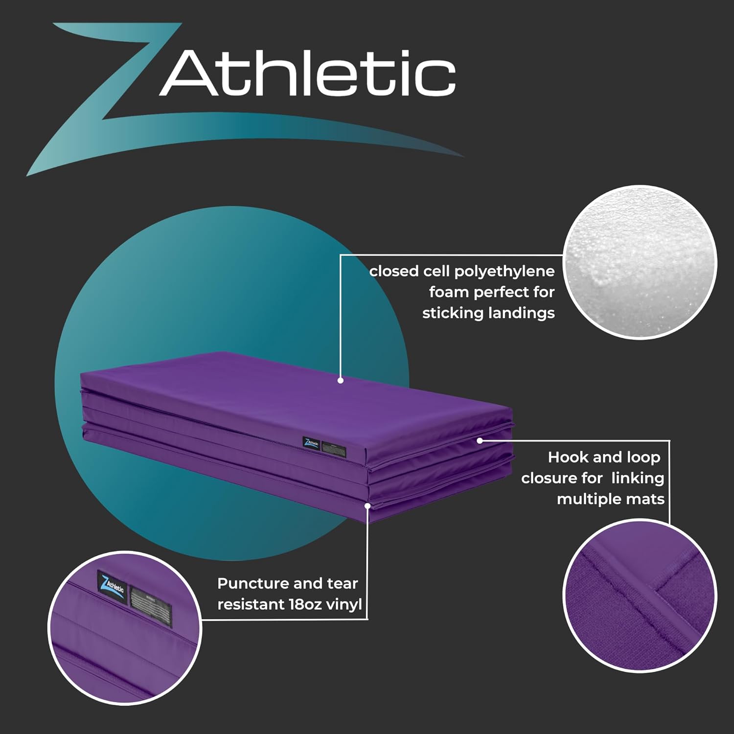 Z Athletic Colchoneta plegable para gimnasia y acrobacia, 4 pies x 8 pies x 2 pulgadas