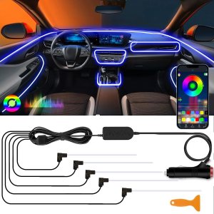 Nueva actualizaciónTira de luces LED para interior de automóvil, aplicación de luz LED RGB para interior de automóvil y control remoto, modo de Nueva actualizaciónTira de luces LED para interior de automóvil, aplicación de luz LED RGB para interior de automóvil y control remoto, modo de