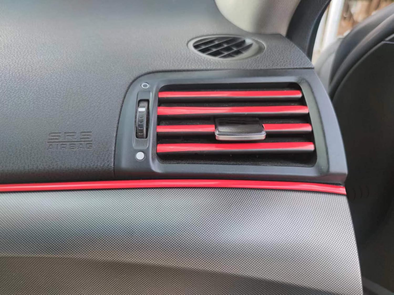 Tira decorativa de color rojo sólido para automóvil, automóvil, bicicleta, exterior e interior, moldura universal para salpicadero, parachoques y