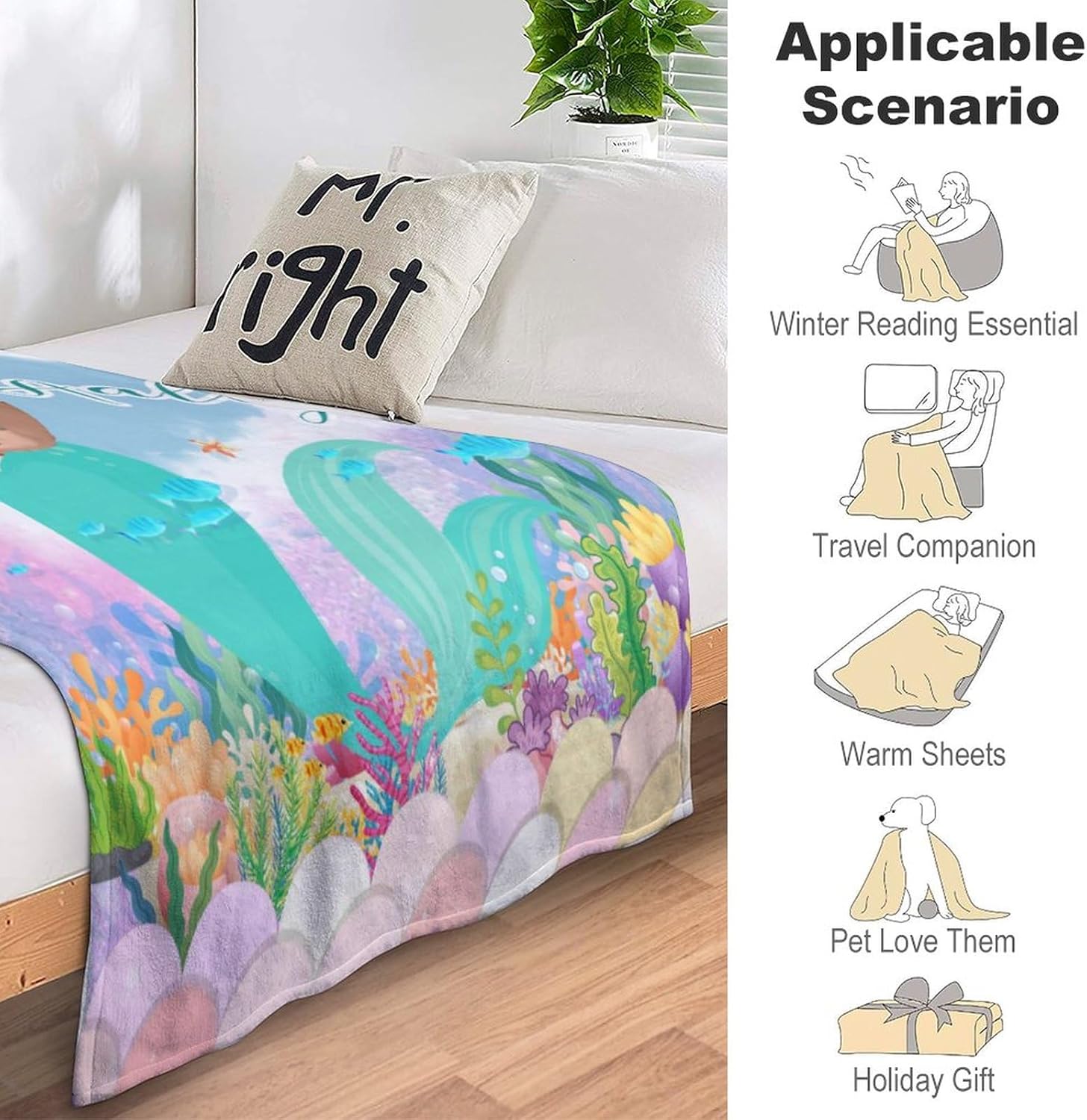 Manta personalizada de sirena para niñas pequeñas, manta personalizada para niños con foto y nombre, manta personalizada de sirena para niños recién