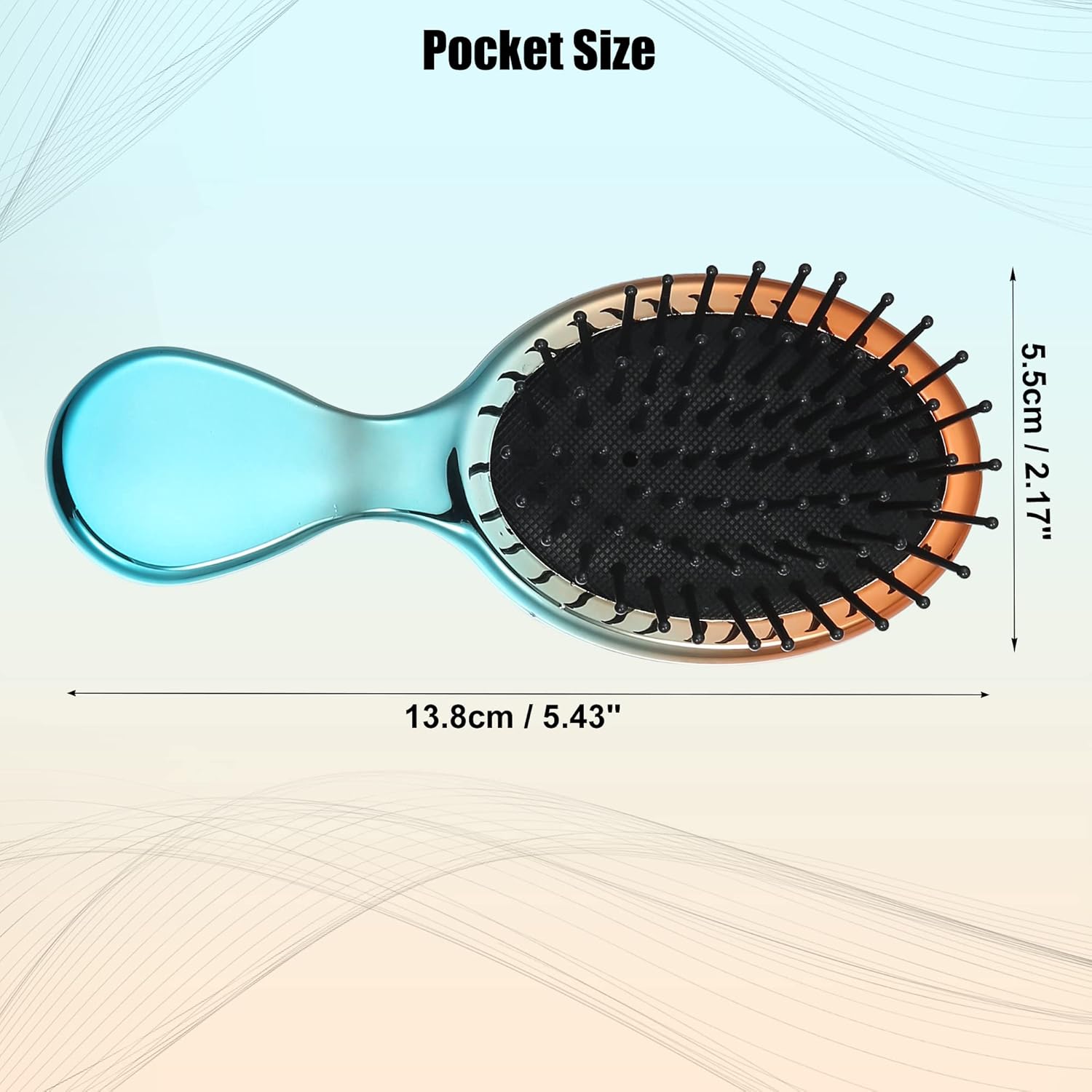 VOCOSTE Mini cepillo de pelo de viaje, cepillo desenredante de bolsillo degradado para cabello húmedo y seco, cepillo de viaje de tamaño pequeño