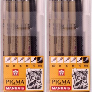 Sakura Pigma Manga Basic Set (005, 01, 05, 08, FB, Blanco), paquete de 2 Sakura Pigma Manga Basic Set (005, 01, 05, 08, FB, Blanco), paquete de 2