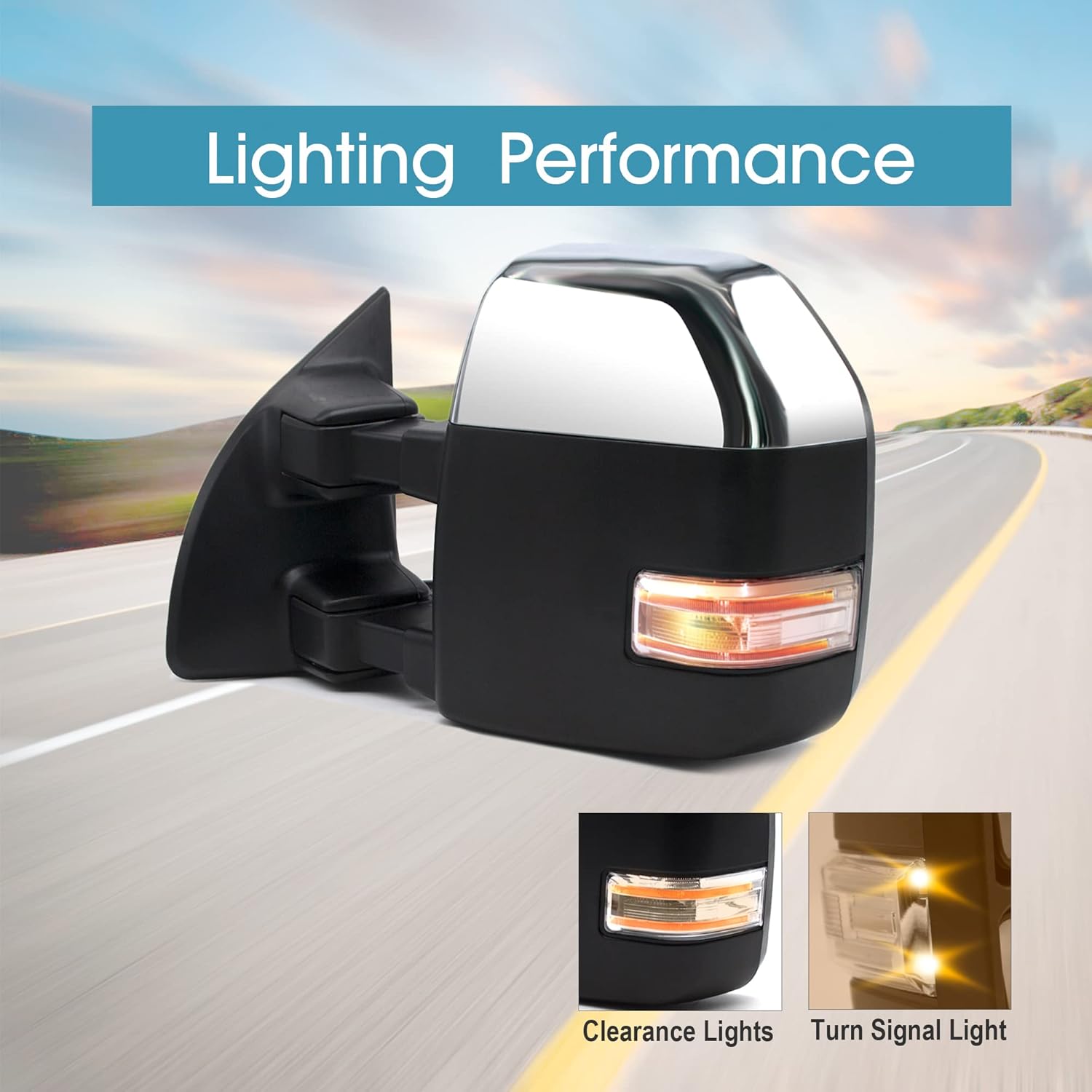 NEW Towing Mirrors fit for 1999-2016 Ford F250 F350 F450 F550 Super Duty Pickup Side Tow Mirrors Heated Power Glass Adjustment Turn Signal LED
