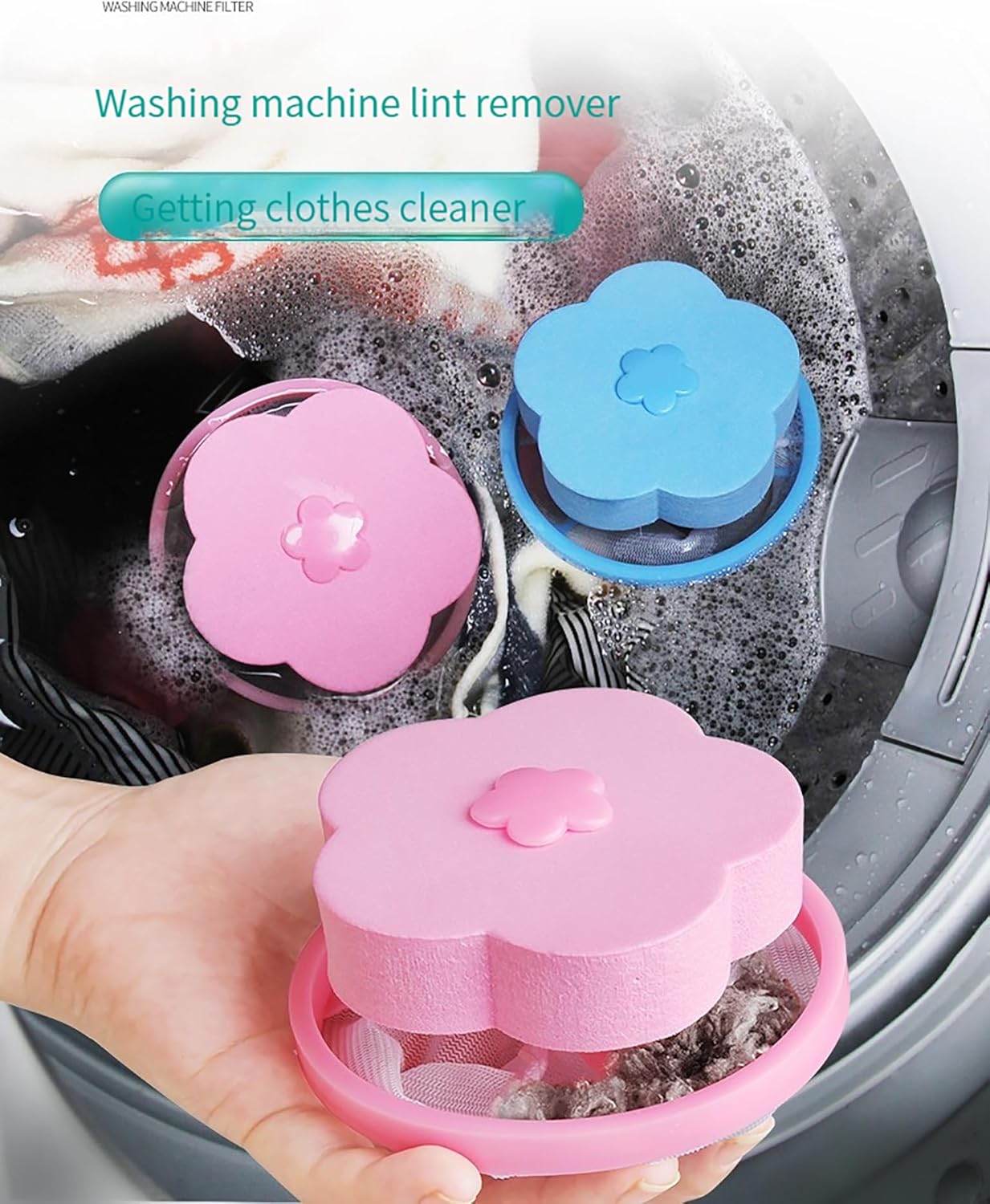 Washing Machine Floating Lint Mesh Bag, Lint Catcher for Laundry,Pet Hair Remover for Laundry,Reusable Household Hair Filter Washer Lint Trap Net
