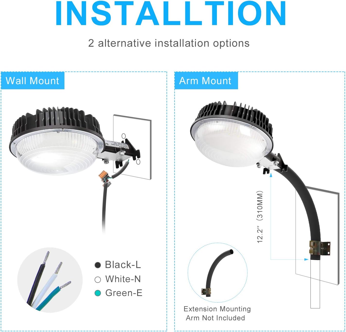 KUKUPPO Luz LED de granero con certificación ETL, 100 W, luz de atardecer a amanecer, 5000 K, luz diurna, 12000 lúmenes, IP65, luces de patio