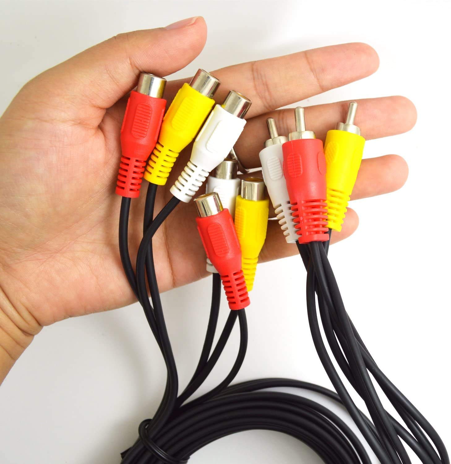 BronaGrand Cable adaptador de audio y video de 3 RCA macho a 6 RCA hembra (5 pies)