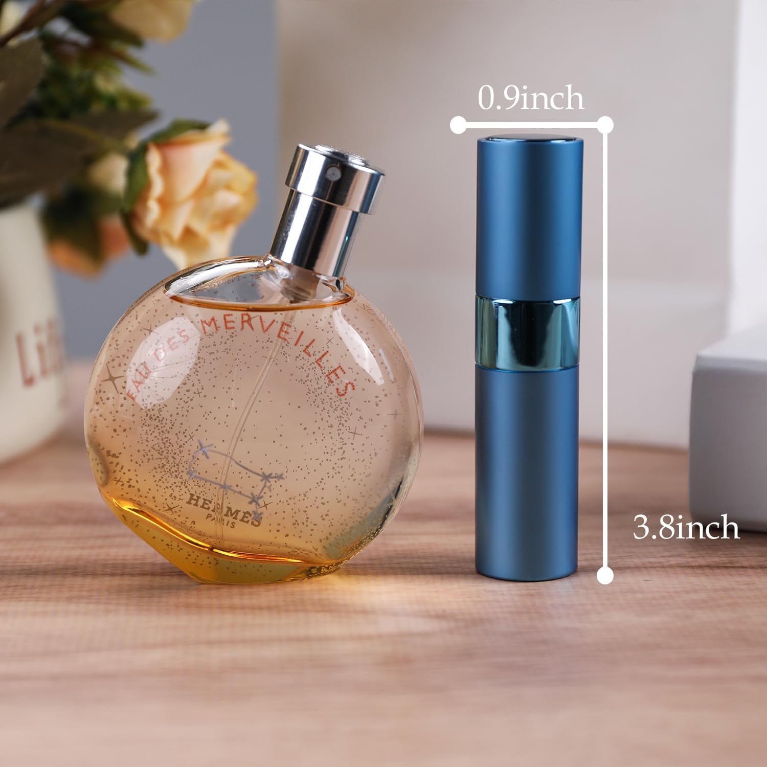 IKSKEY Botella atomizadora de perfume recargable de viaje para viajes, 3 unidades, paquete de 0.3 fl oz, color azul