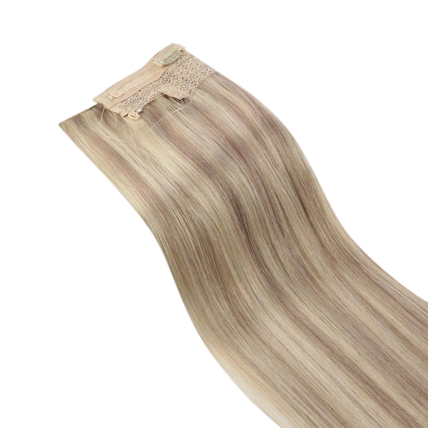 Sunny – Extensiones de cabello humano real rubio con reflejos secretos #18613, extensiones de Hilo milagroso, extensiones de cabello humano con hilo