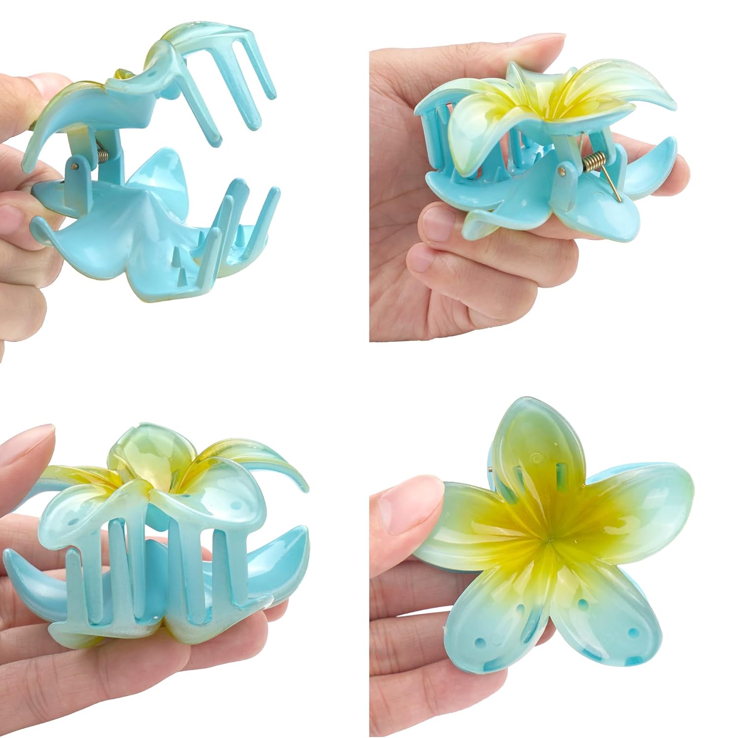 7 pinzas hawaianas para cabello grueso, pinzas de flores grandes para plumeria, pinzas de hibisco, accesorios para el cabello para mujeres