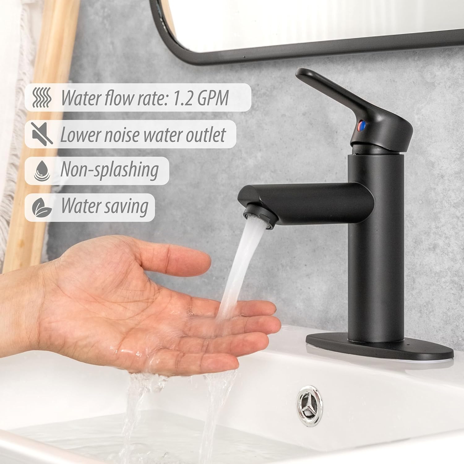 Grifo de baño negro de alta calidad, mango único con conjunto de drenaje, placa de cubierta para instalación de 1 o 3 agujeros, grifo de lavabo con