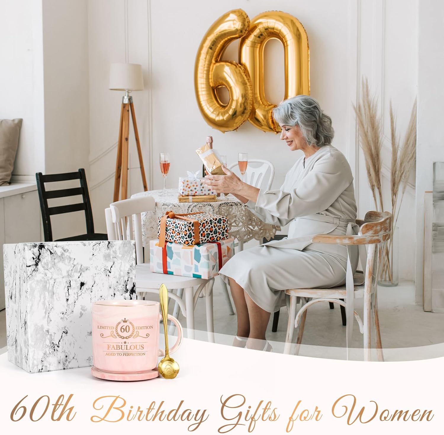Cabtnca Regalos de 60 cumpleaños para mujeres, taza de edición limitada de 60, taza de cumpleaños de 60, ideas de regalo de cumpleaños 60, regalos