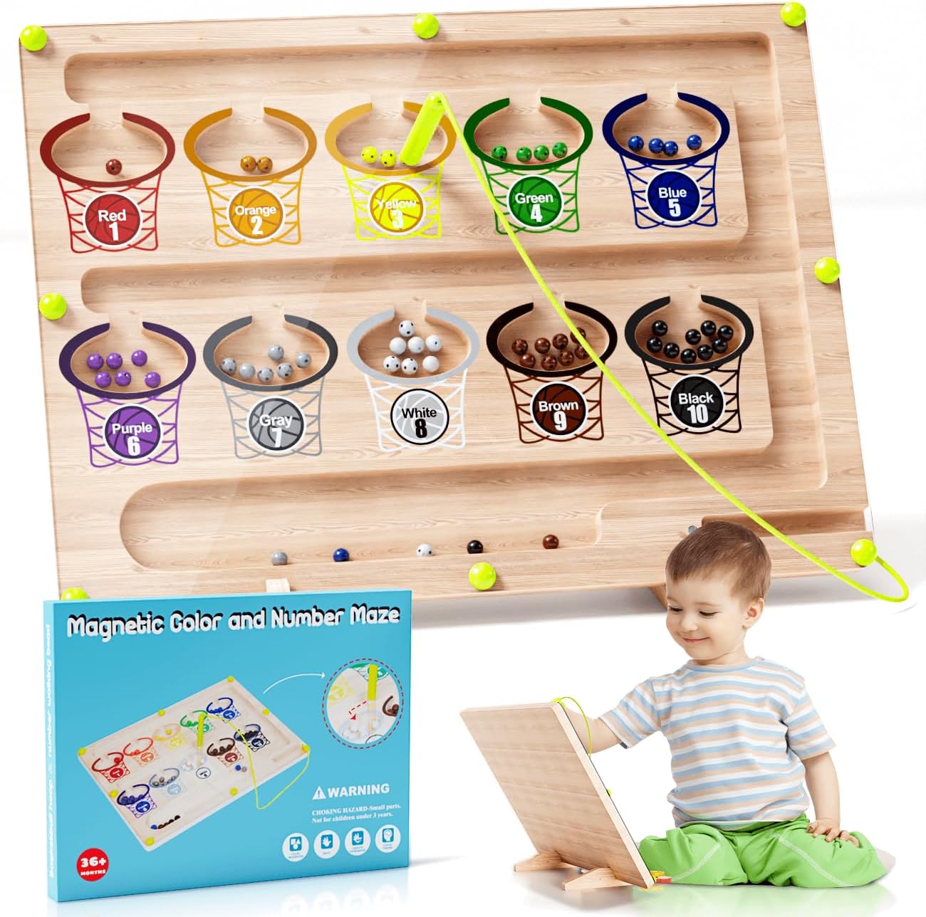 Juguetes Montessori para niños de 3 a 4 años, laberinto magnético de color y números, juguetes de aprendizaje para niños de 2 a 4 años, rompecabezas