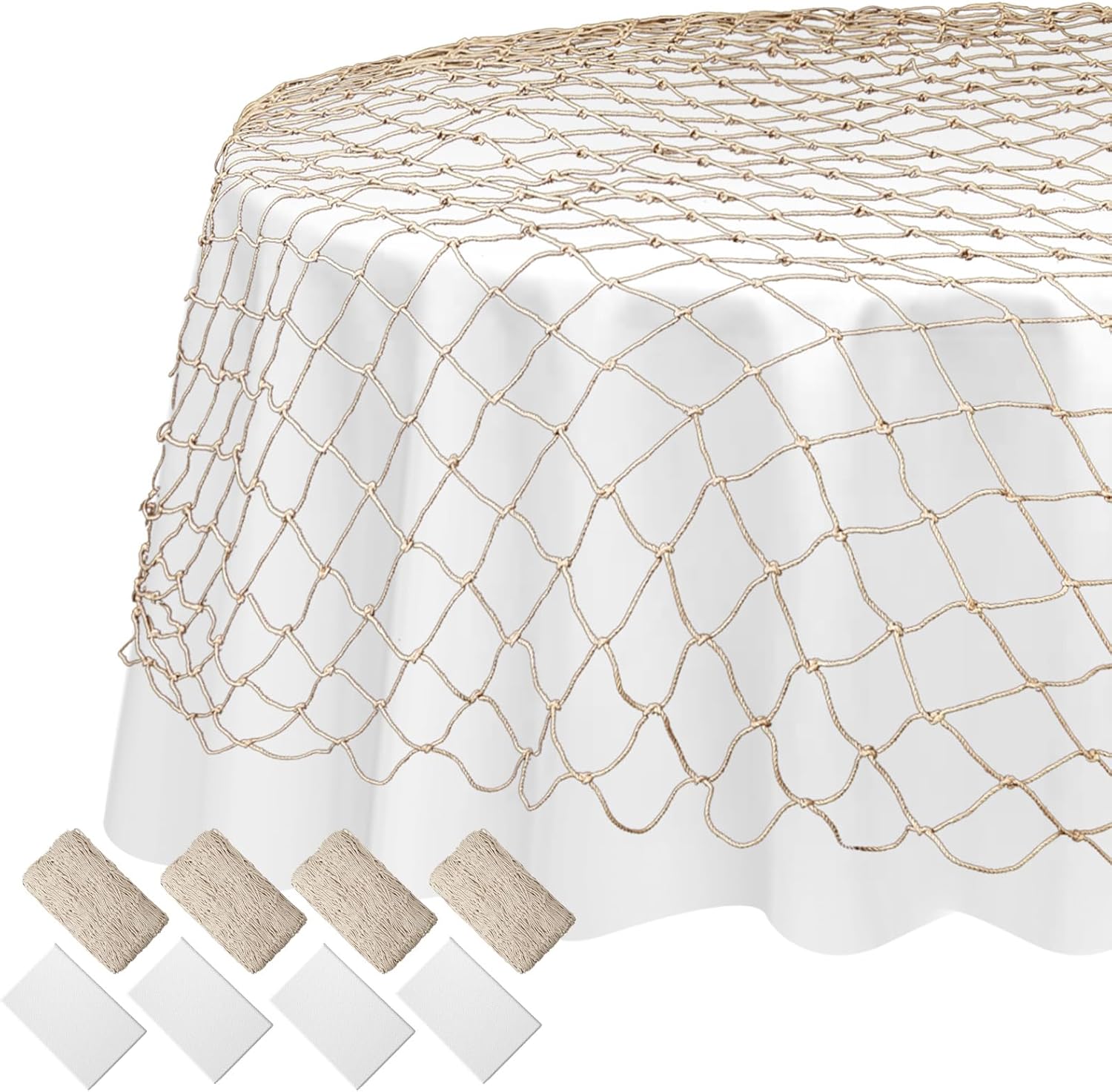Irenare Juego de 8 manteles decorativos de red de pescado para decoración de fiesta, de algodón y fundas de mesa redondas, para fiesta de cumpleaños