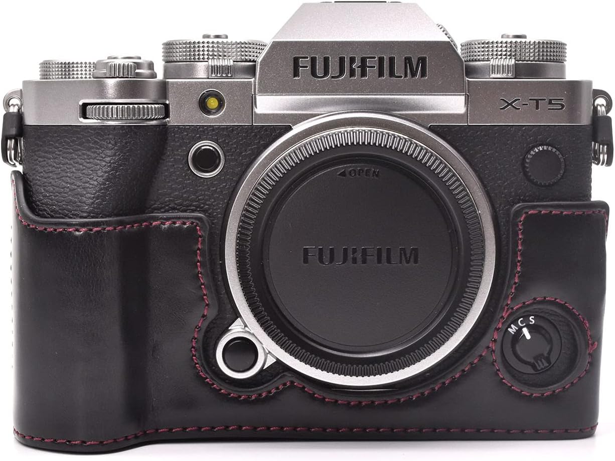 Rieibi Fuji XT5 – Funda de piel sintética para cámara digital Fujifilm X-T5, funda protectora para Fuji XT5 X-T5, color negro