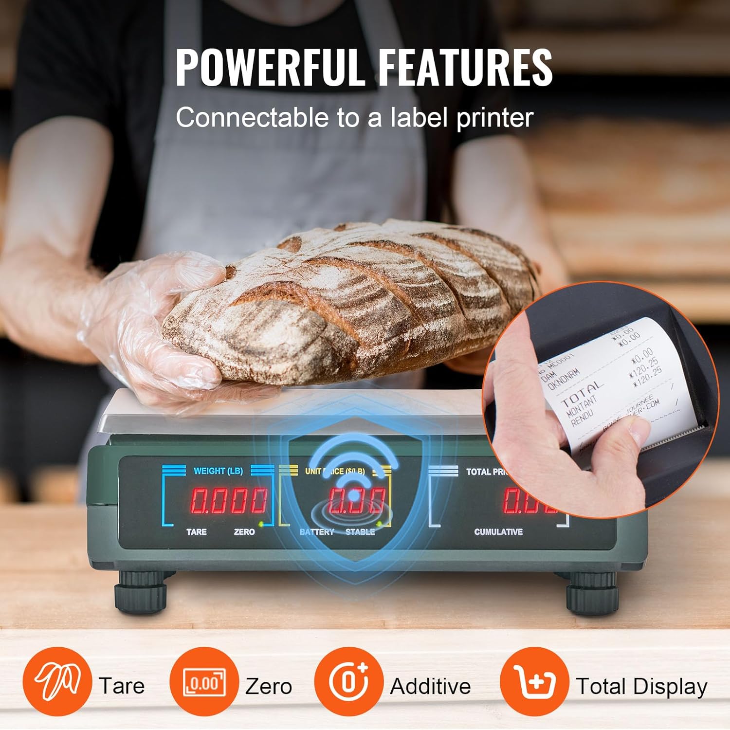 VEVOR Báscula electrónica de computación de precios, básculas digitales de 66 libras, LED digital comercial, alimentos, frutas, carne, conteo de