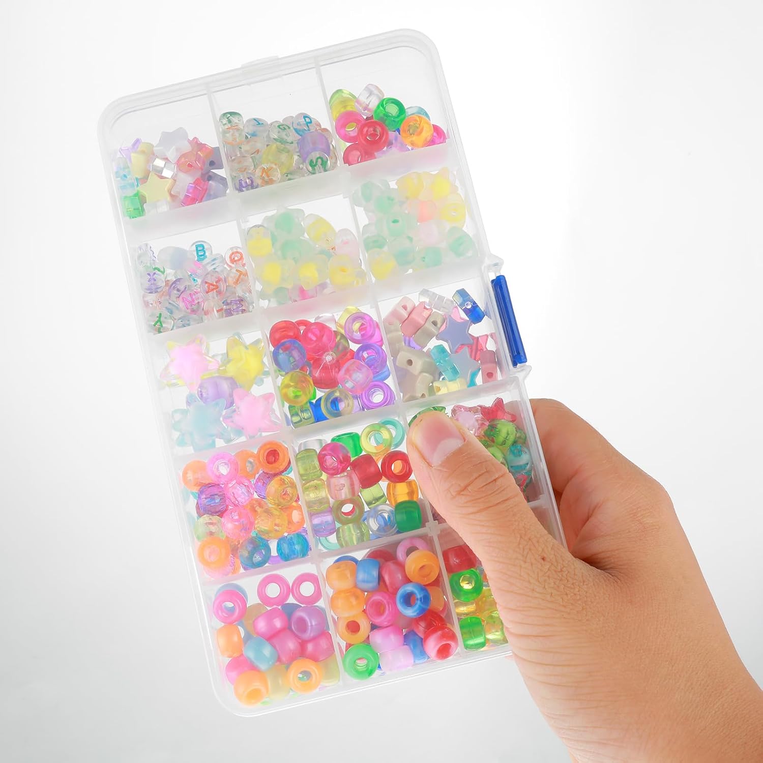 WLLHYF Caja organizadora de plástico transparente de 15 rejillas, caja de almacenamiento para manualidades, manualidades, joyería, aparejos de pesca