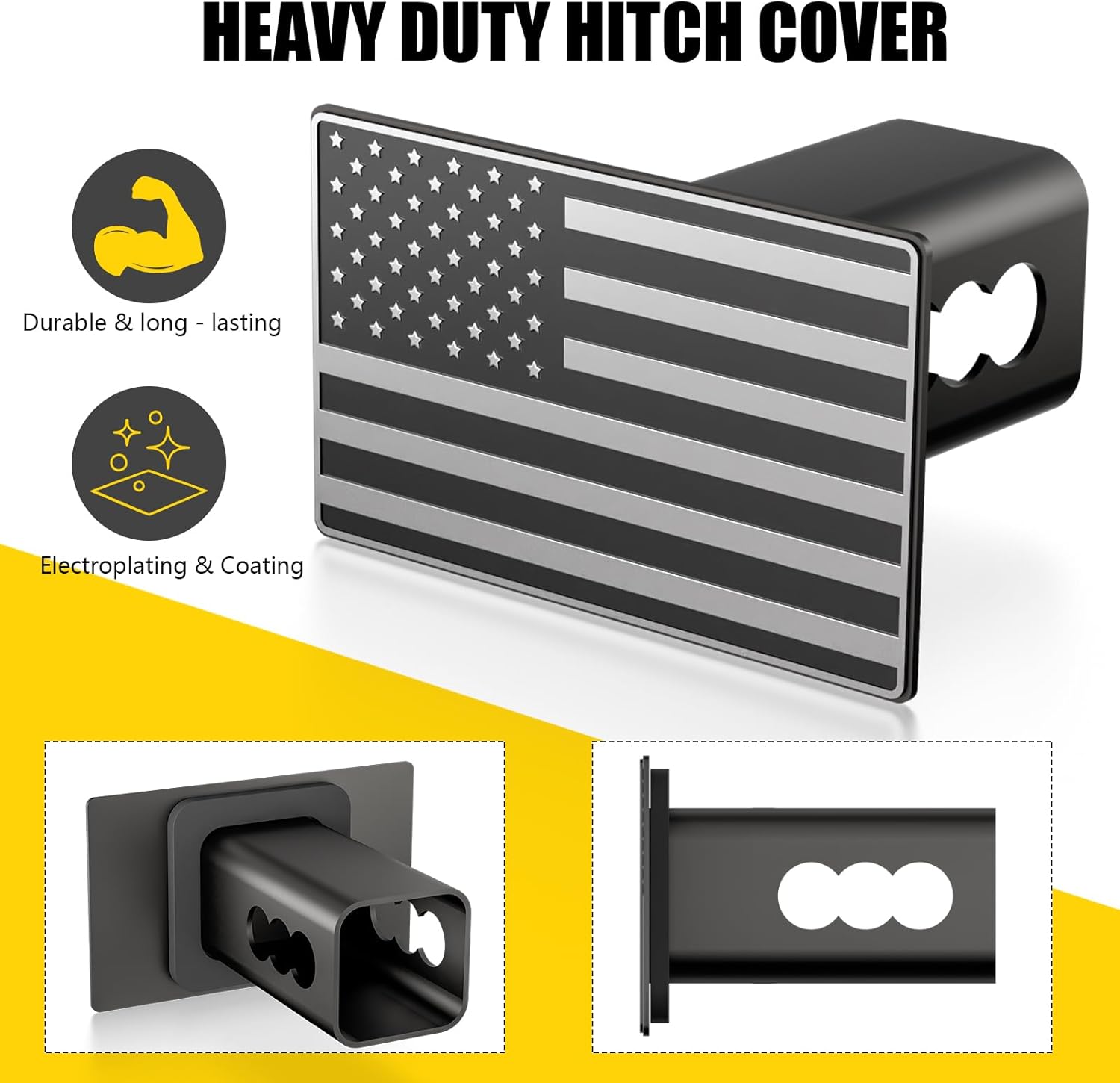 Cubierta de enganche de remolque de metal, resistente de 2 pulgadas, fundas de enchufe para receptores traseros de remolque, cubierta de enganche de