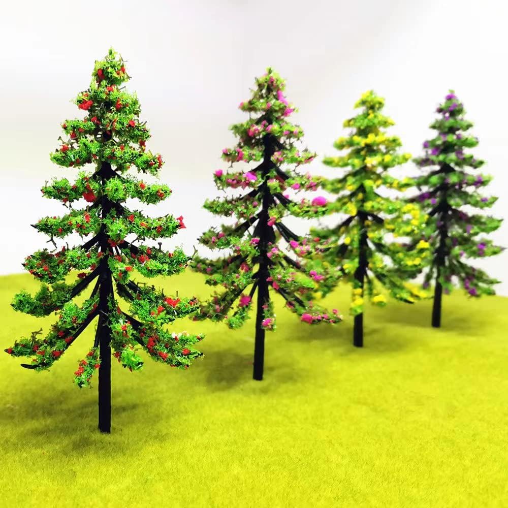 BYYING Paquete de 4 modelos de flores de cachemira en polvo verde de flores falsas, paisaje artístico, mesa de arena artificial de bricolaje,