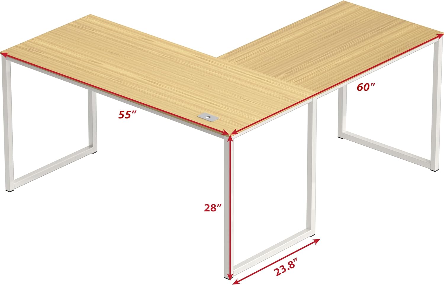 SHW Escritorio esquinero en forma de L para oficina en casa, 55 x 60 pulgadas, roble