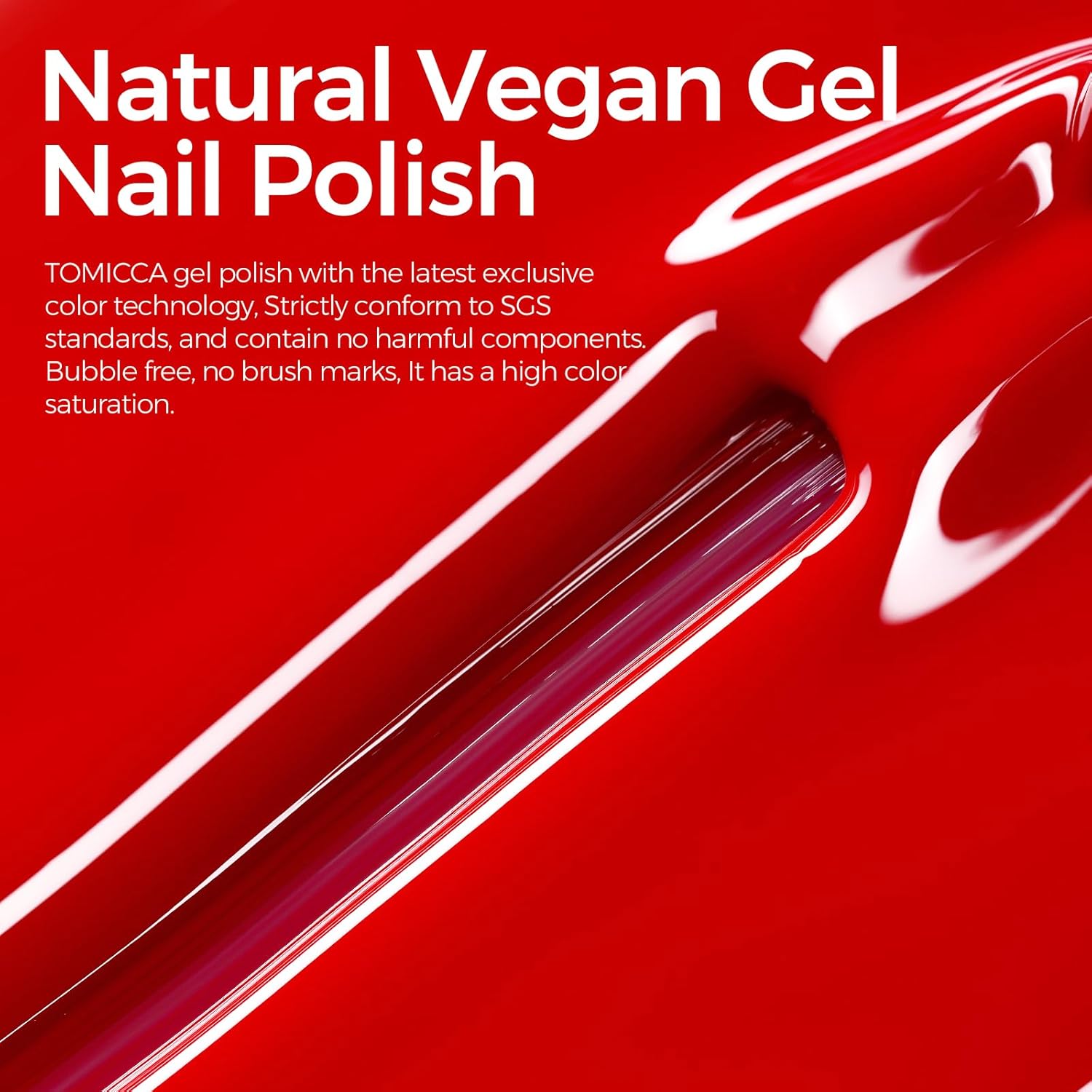 TOMICCA Esmalte de uñas de gel rojo (necesita uso de luz LED), esmalte de uñas rojo brillante de Navidad, esmalte de uñas rojo UV de secado rápido,