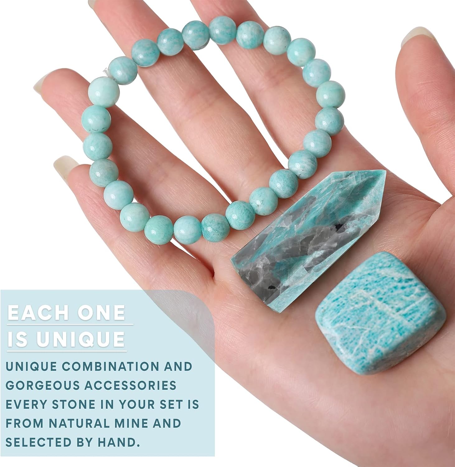Juego de cristales curativos y piedras curativas, contiene pulsera de cristal curativo natural, piedra de chakra, varita hexagonal, el mejor regalo