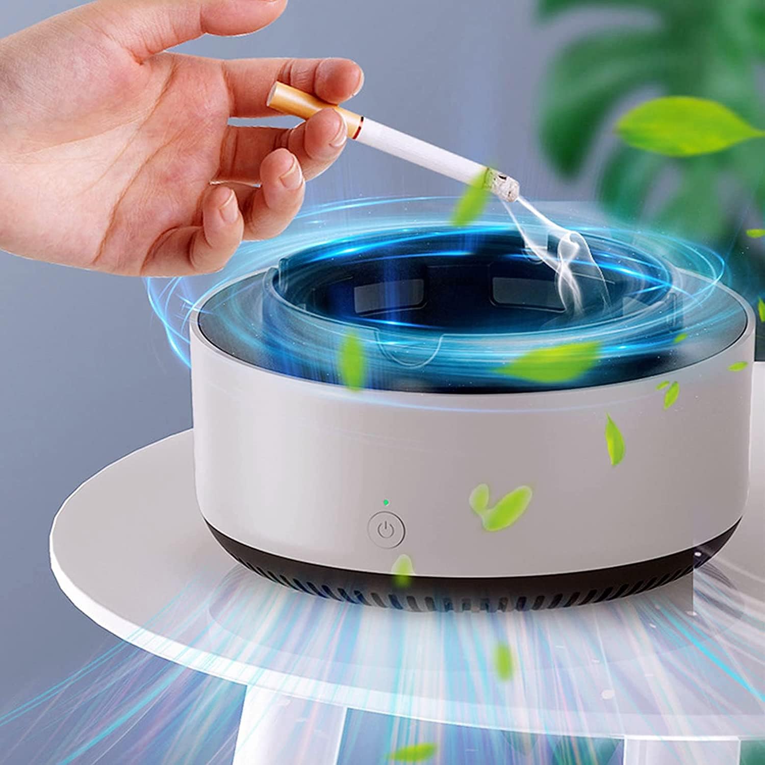 2-in-1 Multifunctional Air Purifier Ashtray, Ashtrays for Cigarettes Outdoor Indoor, Cool Ashtrays, Air Purifier Ashtray with Filter, Portable Ash